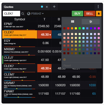 CQG Desktop appearance and color customization