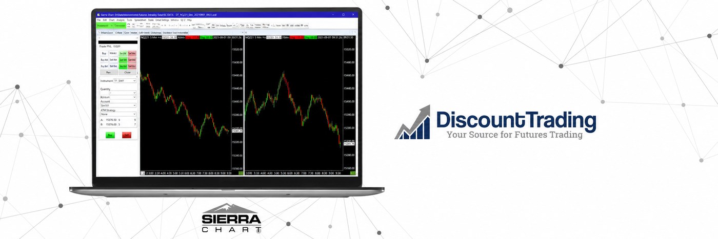 Sierra Chart trading platform running on a laptop